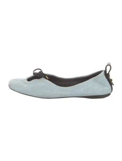 Pre-owned Frame Denim Bow Accents Ballet Flats In Blue
