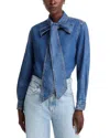 Frame Womens Babydoll The Secretary Pussy-bow Denim Blouse In Babydoll