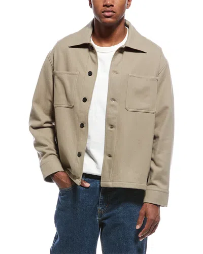 Frame Denim Camp Collar Wool-blend Shirt In Beige
