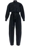 Frame Womens Portia The Cocoon Belted Organic Cotton-denim Jumpsuit In Black