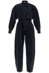 Frame Womens Portia The Cocoon Belted Organic Cotton-denim Jumpsuit In Black