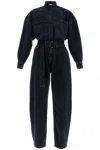 Frame Womens Portia The Cocoon Belted Organic Cotton-denim Jumpsuit In Portia (black)