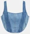 Frame Square Neck Denim Corset In Indigo Curves