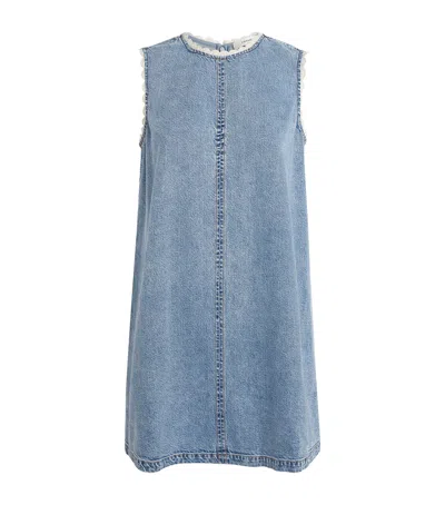Frame Denim Crochet Tide Mini Dress In Blue