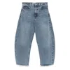 Frame Bubble Crop High Waist Wide-leg Jeans In Blue