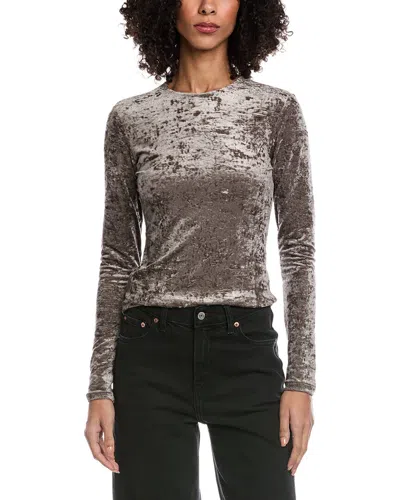 Frame Denim Crushed Velvet Top In Gray