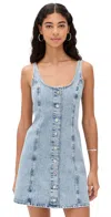 Frame The Studded A-line Denim Minidress In Mingle