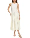 Frame Pleated Broderie Anglaise Cotton Midi Dress In White