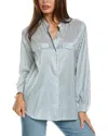 Frame Stripe Silk Button-up Shirt In Blue