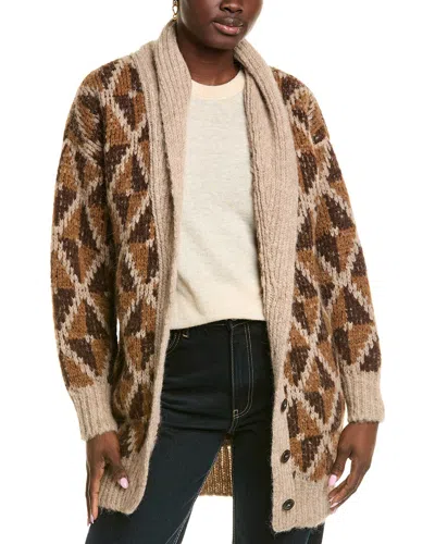 Frame Denim Grandfather Shawl Alpaca-blend Cardigan In Brown