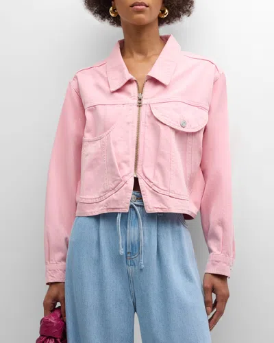 Frame Denim Heart Jacket In Washed Dusty Pink