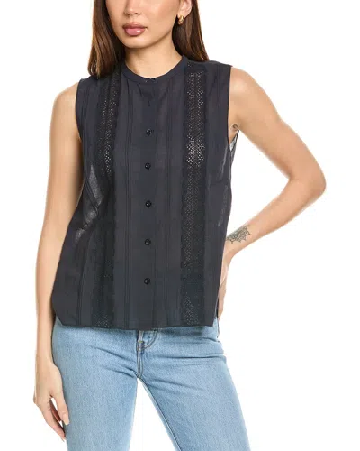 Frame Denim Lace Trimmed Shirt In Blue