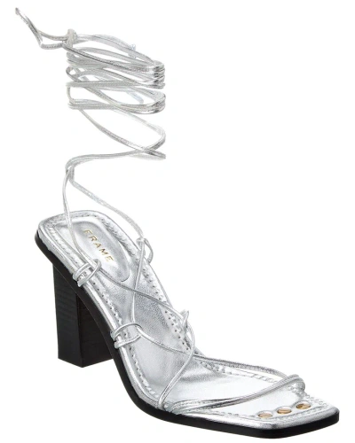 Frame Denim Le Doheny Leather Sandal In Silver