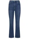 Frame Denim Le High Straight Long Raw Fray Jeans In Blue