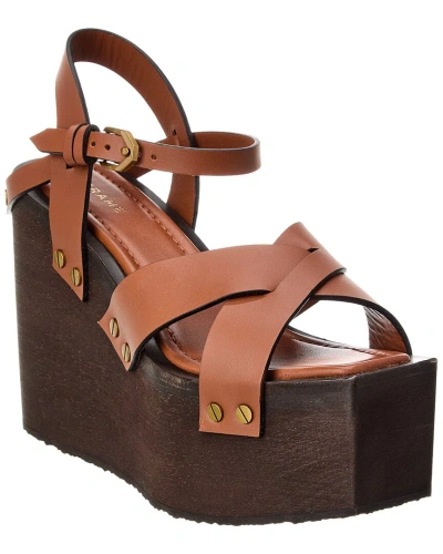 Frame Denim Le Melrose Leather Wedge Sandal In Brown