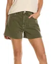 Frame Le Super High Short Raw Fray Jeans Stoned Fatigue In Green