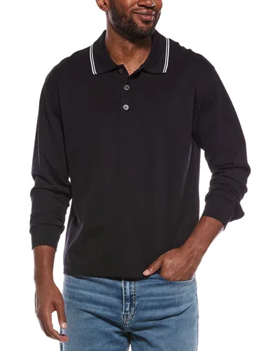 Frame Denim Pique Polo Shirt In Black