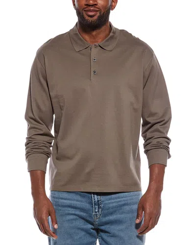 Frame Denim Pique Polo Shirt In Brown