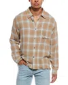 Frame Plaid Button-up Shirt In Sand