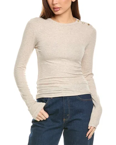 Frame Denim Rib Button Top In Beige