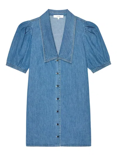 Frame Womens The Sailor Puffed-sleeves Denim-blend Mini Dress Starlet