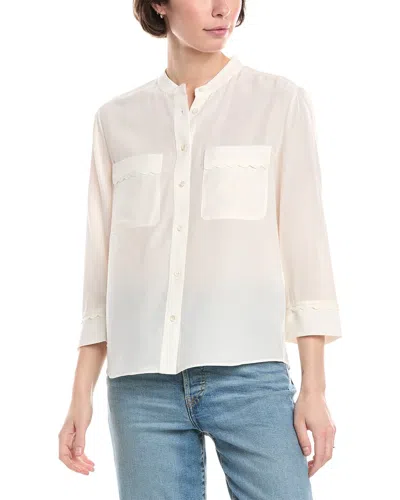 FRAME FRAME DENIM SCALLOP TRIM SILK SHIRT