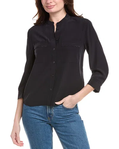 FRAME FRAME DENIM SCALLOP TRIM SILK SHIRT
