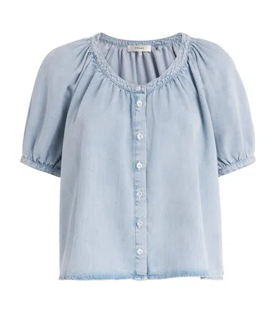 Frame Denim Scoop-neck Blouse In Blue