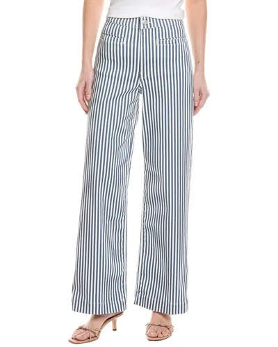 Frame Gestreifte Hose Mit Geradem Bein Aus Canvas In Weiss