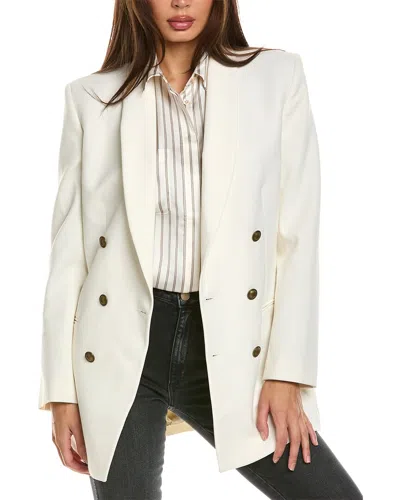 Frame Denim Shawl Collar Blazer In White