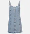 Frame The Studded A-line Denim Minidress In Mingle