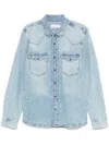 Frame Western Denim Snap-up Shirt In 蓝色