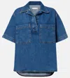 Frame Womens High-low Short-sleeve Denim Shirt Vessel Xs In Blue