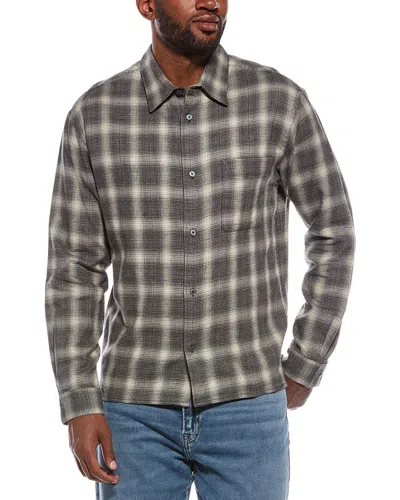 Frame Denim Straight Hem Plaid Shirt In Gray