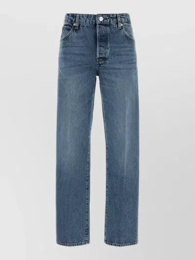 Frame Denim Straight Leg Five Pocket Belt Loop Jeans In Blue