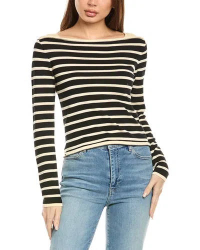 Frame Denim Stripe Sweater In Black
