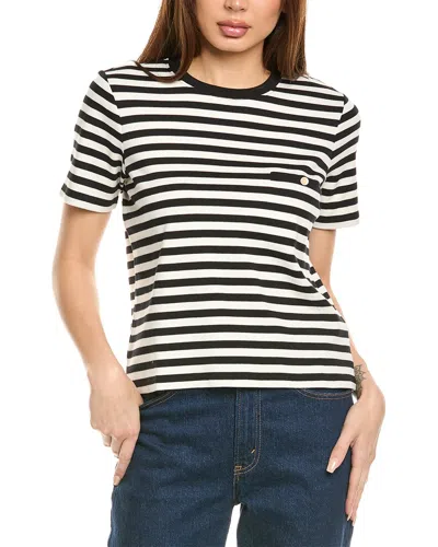 Frame Denim Striped Pocket T-shirt In Black