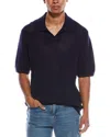 Frame Denim Sweater Silk-blend Polo Shirt In Blue