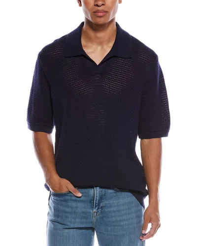 Frame Denim Sweater Silk-blend Polo Shirt In Blue