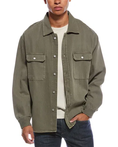Frame Denim Textured Terry Overshirt In Green