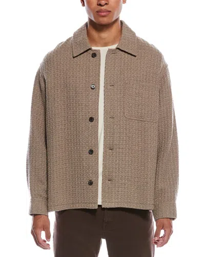 Frame Denim Textured Wool-blend Shirt Jacket In Burgundy