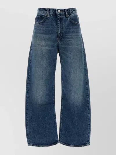 Frame Denim The Bow Crop Straight-leg Jeans In Blue