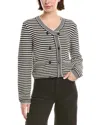 Frame Womens Black Multi The Court Striped Cotton-blend Cardigan In Animal Print