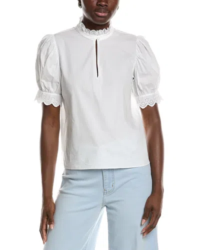 Frame Denim The Eyelet Inset Blouse In Neutral