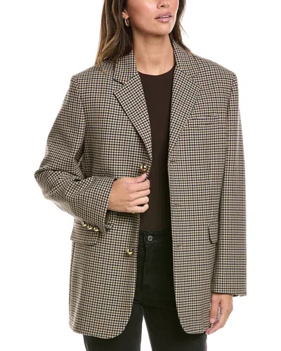 Frame Denim The Houndstooth Wool-blend Blazer In Navy