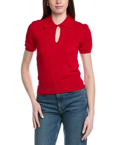 Frame Denim The Keyhole Polo Top In Red