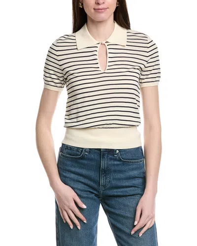 Frame Denim The Keyhole Polo Top In White