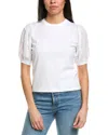 Frame Denim The Lace Sleeve Shirt In White