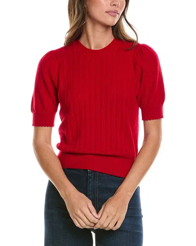 Frame Denim The Ladder Pointelle Cashmere Sweater In Red