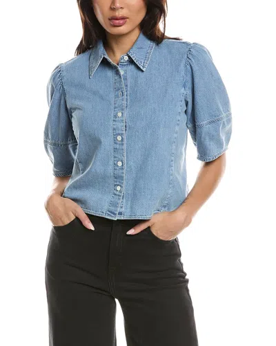 Frame Denim The Lantern Blouse In Blue